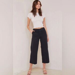 Bella Dahl Saige Wide Leg Cropped Pant in Black